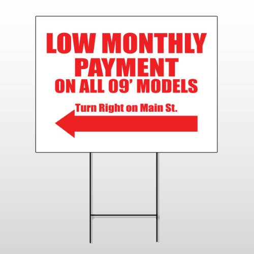 Low Monthly Left 117 Wire Frame Sign