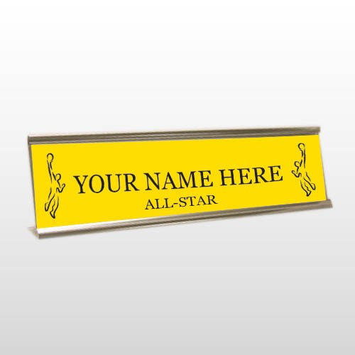 Allstar 64 Engraved Yellow/Black Desk Name Plate