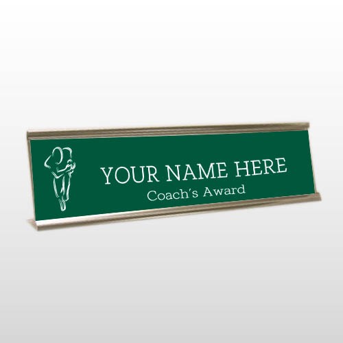 Coach 04 Engraved Green/White Desk Name Plate