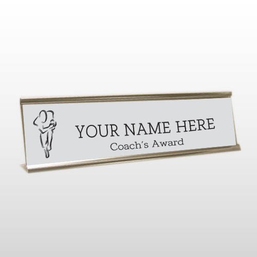 Coach 12 Engraved Stainless/Black Desk Name Plate