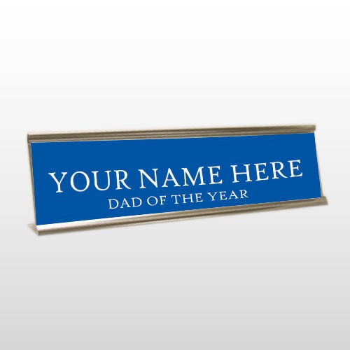 Dad 39 Engraved Blue/White Desk Name Plate
