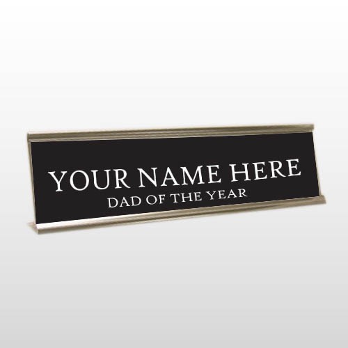 Dad 47 Engraved Black/White Desk Name Plate