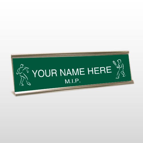 M.I.P 05 Engraved Green/White Desk Name Plate