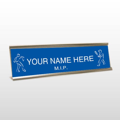 M.I.P 35 Engraved Blue/White Desk Name Plate
