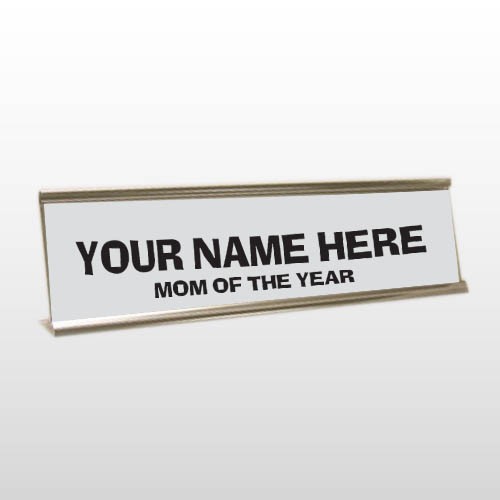 Mom 14 Engraved Stainless/Black Desk Name Plate
