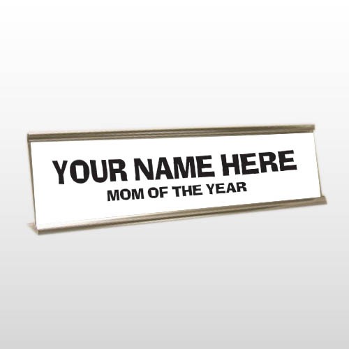 Mom 30 Engraved White/Black Desk Name Plate