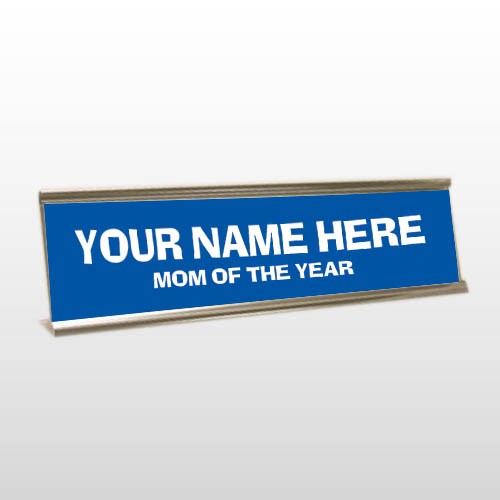 Mom 38 Engraved Blue/White Desk Name Plate