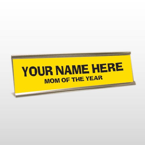 Mom 62 Engraved Yellow/Black Desk Name Plate