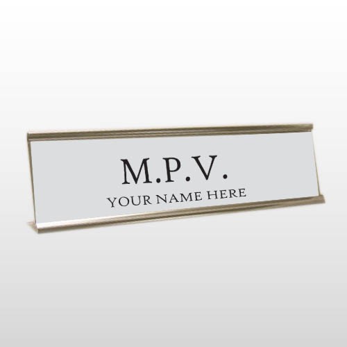MVP 10 Engraved Stainless/Black Desk Name Plate