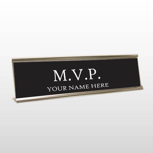 M.V.P 42 Engraved Black/White Desk Name Plate