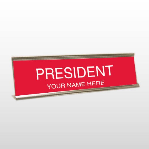 President 49 Engraved Red/White Desk Name Plate