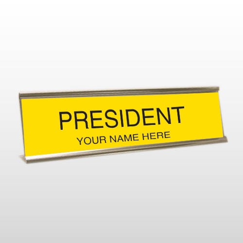 President 57 Engraved Yellow/Black Desk Name Plate