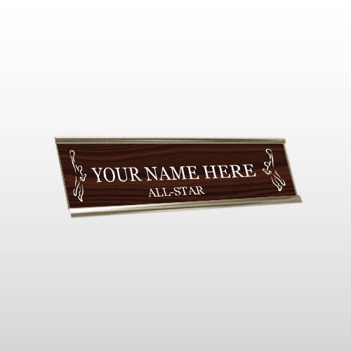 Allstar 72 Engraved Woodgrain/White Wall Name Plate