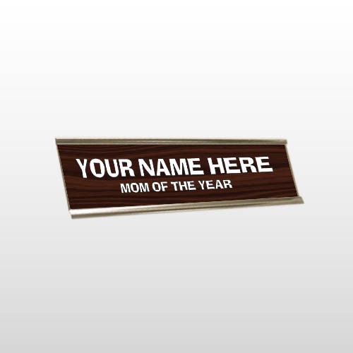 Mom 70 Engraved Woodgrain/White Wall Name Plate