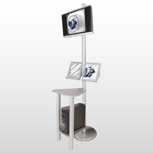 Linear Monitor Kiosk with Table & Brochure Holders