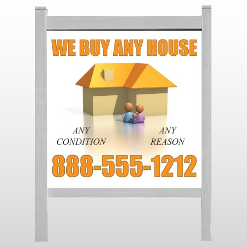 Animated House Family 251 48"H x 48"W Site Sign