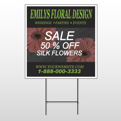Black And Floral 496 Wire Frame Sign