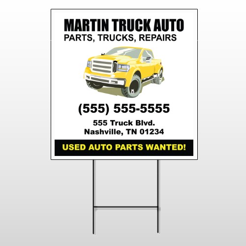 Black & Yellow Truck 117 Wire Frame Sign