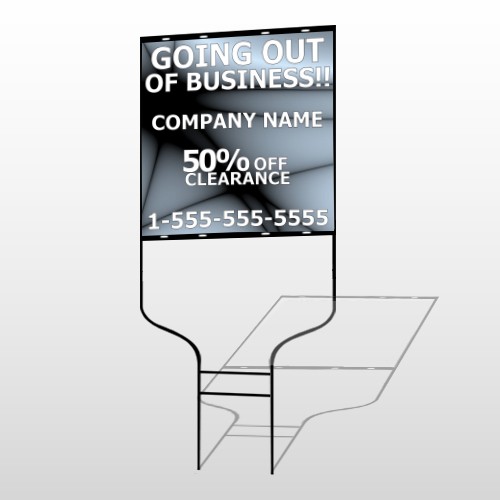 Gray Going Out of Business Sale 12 Round Rod Sign