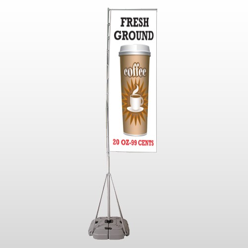 Coffee 119 Exterior Flag Banner Stand