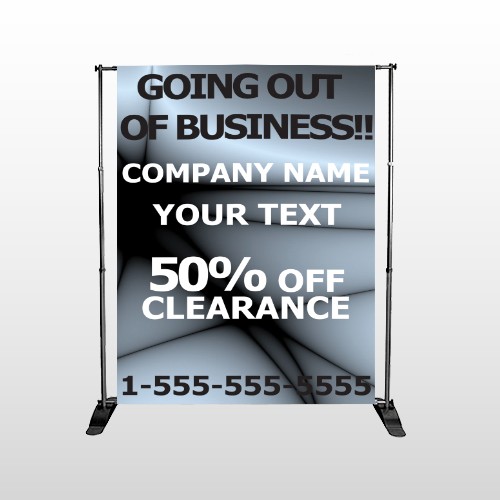 Gray Going Out of Business Sale 12 Pocket Banner Stand