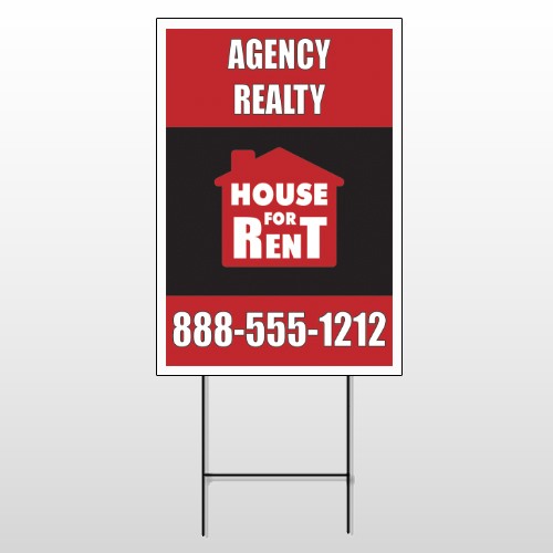Red House Rent 360 Wire Frame Sign