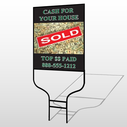 Cash Sold 250 Round Rod Sign