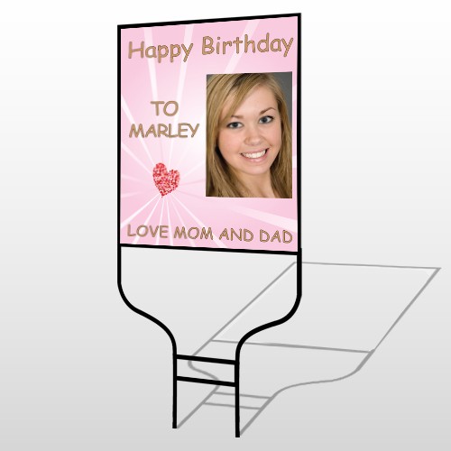 Happy B-Day Marley 10 Round Rod Sign