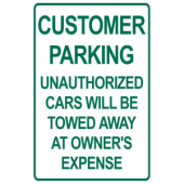 Customer Parking - Unauthorized Will Be Towed