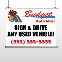 Budget Auto Mart 116 Hanging Banner