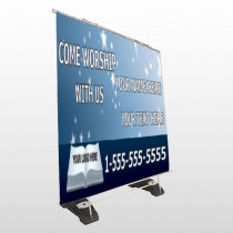 Worship With Us 02 Exterior Pocket Banner Stand