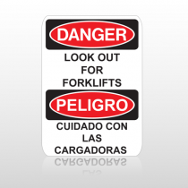 OSHA Danger Look Out For Forklifts Peligro Cuidado Con Las Cargadoras
