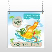 Palm Island Pool 534 Window Sign