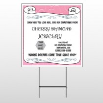 Scroll Pink Heart 397 Wire Frame Sign