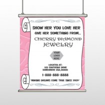Scroll Pink Heart 397 Hanging Banner