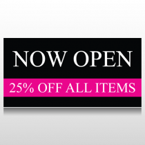 Black and Pink Now Open Store Sale Banner