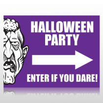Halloween Party Sign With Arrow Sign Panel