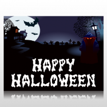 Happy Halloween Ghostly Scene Sign Panel