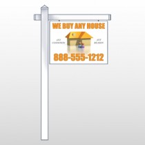 Animated House Family 251 18"H x 24"W Swing Arm Sign