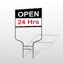 Open 24 Hours 84 Round Rod Sign