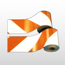 Reflective Barricade Sheeting Orange/White LEFT Stripe 6"x 150'