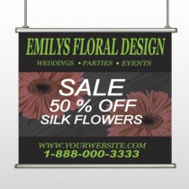 Black And Floral 496 Hanging Banner