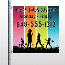Happy Town 181 Pole Banner